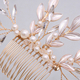 gold hair comb pearl Rhinestone Gold Leaf Bridal Hair Comb Handmade Wedding Updo Accessory