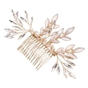 gold hair comb pearl Rhinestone Gold Leaf Bridal Hair Comb Handmade Wedding Updo Accessory