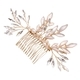 gold hair comb pearl Rhinestone Gold Leaf Bridal Hair Comb Handmade Wedding Updo Accessory