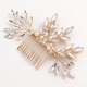gold hair comb pearl Rhinestone Gold Leaf Bridal Hair Comb Handmade Wedding Updo Accessory