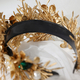 golden green gold Leaf Bridal Headband With Rhinestone Flower