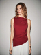 elegant Minimalist Sleeveless Metal Ring Solid Color Women's Top