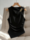 elegant Minimalist Sleeveless Metal Ring Solid Color Women's Top