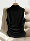 elegant Minimalist Sleeveless Metal Ring Solid Color Women's Top