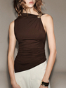 elegant Minimalist Sleeveless Metal Ring Solid Color Women's Top