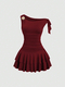 elegant Open Back Tiered Halter Slim Fit Dress