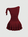elegant Open Back Tiered Halter Slim Fit Dress