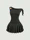 elegant Open Back Tiered Halter Slim Fit Dress