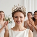 retro Baroque Rhinestone Crown For Bridal Photo Shoots