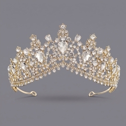 Gold White Diamond Queen Crown Ts-J2482gold