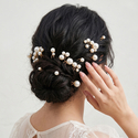 minimalist U-Shaped Pearl Hairpin Set For Bridal Updo
