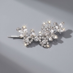 Silver Rhinestone Leaf And Branch Hair Clip Hs-J3517