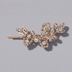 Gold Rhinestone Leaf And Branch Hair Clip Hs-J3517g
