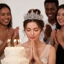 rhinestone Pearl Crown Headpiece For Wedding And Birthday