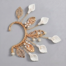 Gold Pearl Leaf Ear Cuff Ers-J4315g