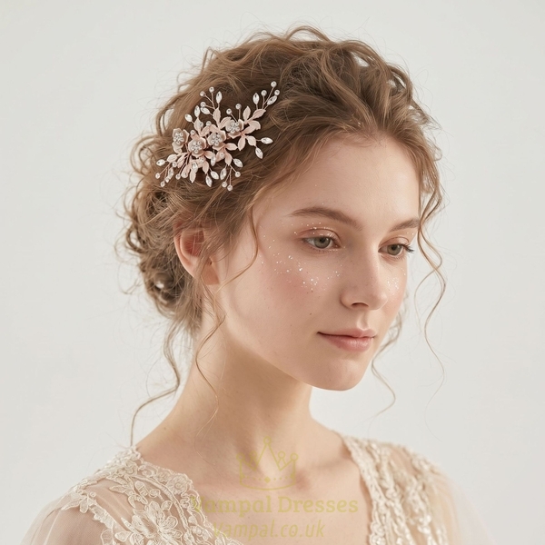 handmade Wire-Wrapped Rhinestone U-Shaped Hairpin Comb