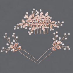 Floral Vine Hair Comb And Hair Stick Combo Set (3-Piece Set) Hs-J7082g