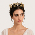 retro Gold Rhinestone Crown Headpiece For Men And Women