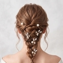 minimalist Pearl Rhinestone Hairpin Set (6-Piece) HS-J6484 wire-Wrapped U-Shaped Hairpin Set With Pearls And Rhinestones