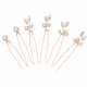 minimalist Pearl Rhinestone Hairpin Set (6-Piece) HS-J6484 wire-Wrapped U-Shaped Hairpin Set With Pearls And Rhinestones