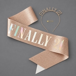 Rose Gold 21St Sash Headband Set Ts-J3347rg