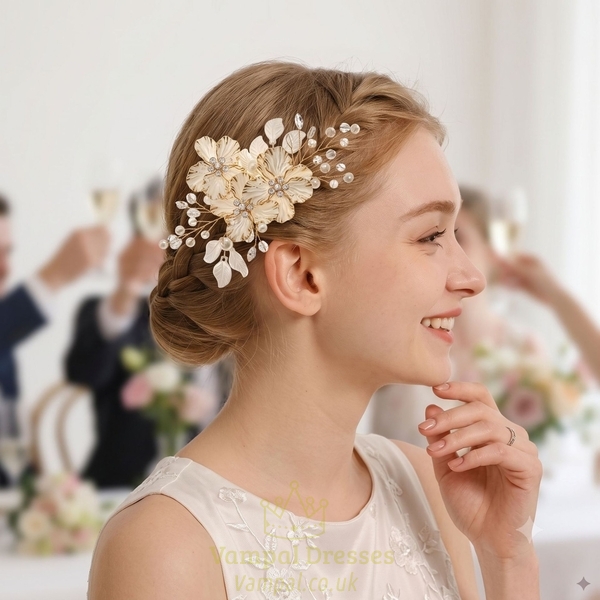 chinese Style Acrylic Flower Hair Clip With Pearl For Hanfu Cheongsam