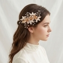 chinese Style Pearl Flower Hair Clip Handmade Woven Branch Leaf Side Clip