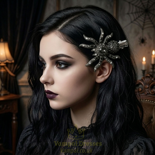 rhinestone Spider Hair Clip HS-J6429 creative Halloween Party Costume Hair Clip Black Alloy Rhinestone