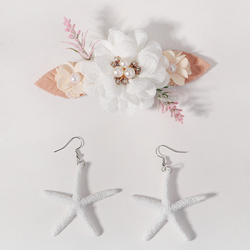 Vacation Flower Earrings And Hair Clip Set Hs-J7545