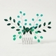 light Luxury Rhinestone Leaf Hair Comb Green Handmade