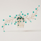 light Luxury Rhinestone Leaf Hair Comb Green Handmade