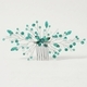 light Luxury Rhinestone Leaf Hair Comb Green Handmade