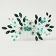 light Luxury Rhinestone Leaf Hair Comb Green Handmade