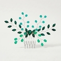 light Luxury Rhinestone Leaf Hair Comb Green Handmade