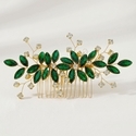 light Luxury Rhinestone Leaf Hair Comb Green Handmade