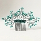 light Luxury Rhinestone Leaf Hair Comb Green Handmade