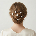u-Shaped Pearl Flower Hairpin Set For Bridal Updo