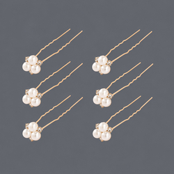 Minimalist Pearl Floral Gold Hairpin Set (6-Piece) Hs-J3281g