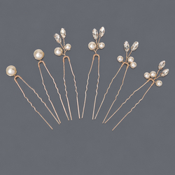 Minimalist Pearl Rhinestone Hairpin Set (6-Piece) Hs-J6484
