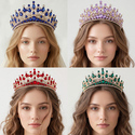 light Luxury Rhinestone Queen Crown Bridal Headpiece