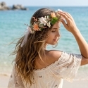 floral Wreath Ribbon Headband Handmade Bridal Hair Accessory