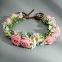 floral Wreath Ribbon Headband Handmade Bridal Hair Accessory
