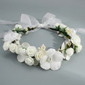 floral Wreath Ribbon Headband Handmade Bridal Hair Accessory