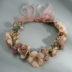 Brown Forest-Style Bridal Flower Wreath Hs-J4431b