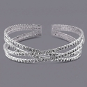 rhinestone Double-Layer Cross Open Bracelet For Women