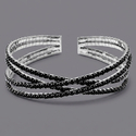 rhinestone Double-Layer Cross Open Bracelet For Women