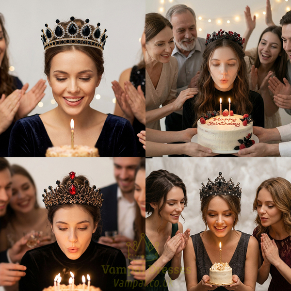 dark Alloy Rhinestone Crown Halloween Ball Headpiece