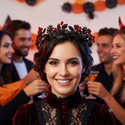 dark Alloy Rhinestone Crown Halloween Ball Headpiece