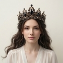 dark Alloy Rhinestone Crown Halloween Ball Headpiece