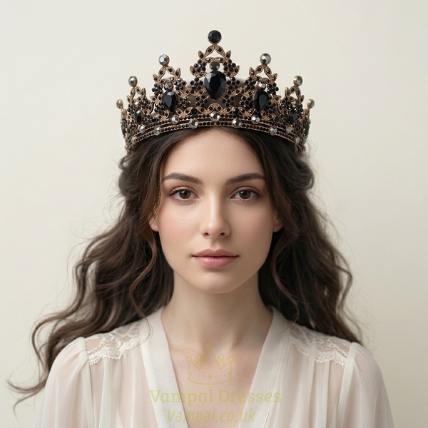 dark Alloy Rhinestone Crown Halloween Ball Headpiece